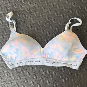 PINK by Victoria's Secret Gray & Pink Logo Wireless Bralette